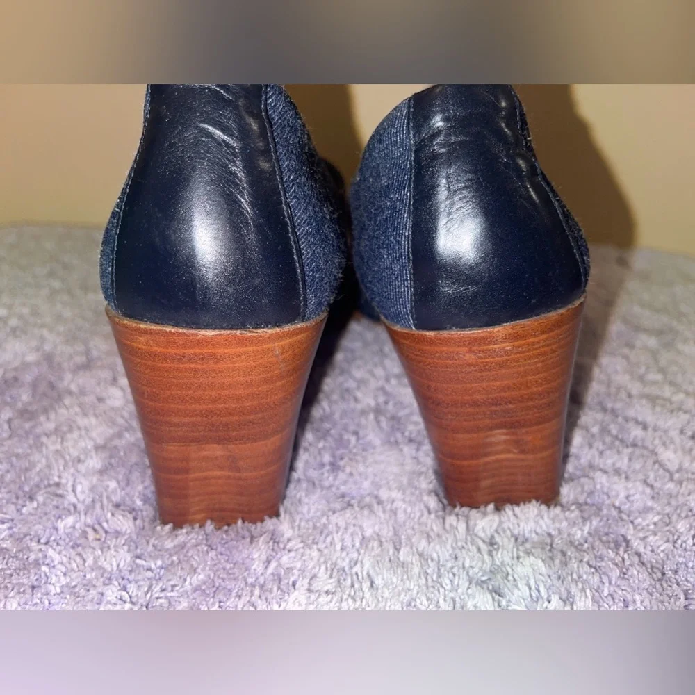 Donald J Pliner Womens Denim Pumps Blue Stretch Square Toe Block Heel Slip On 8N - Picture 4 of 11